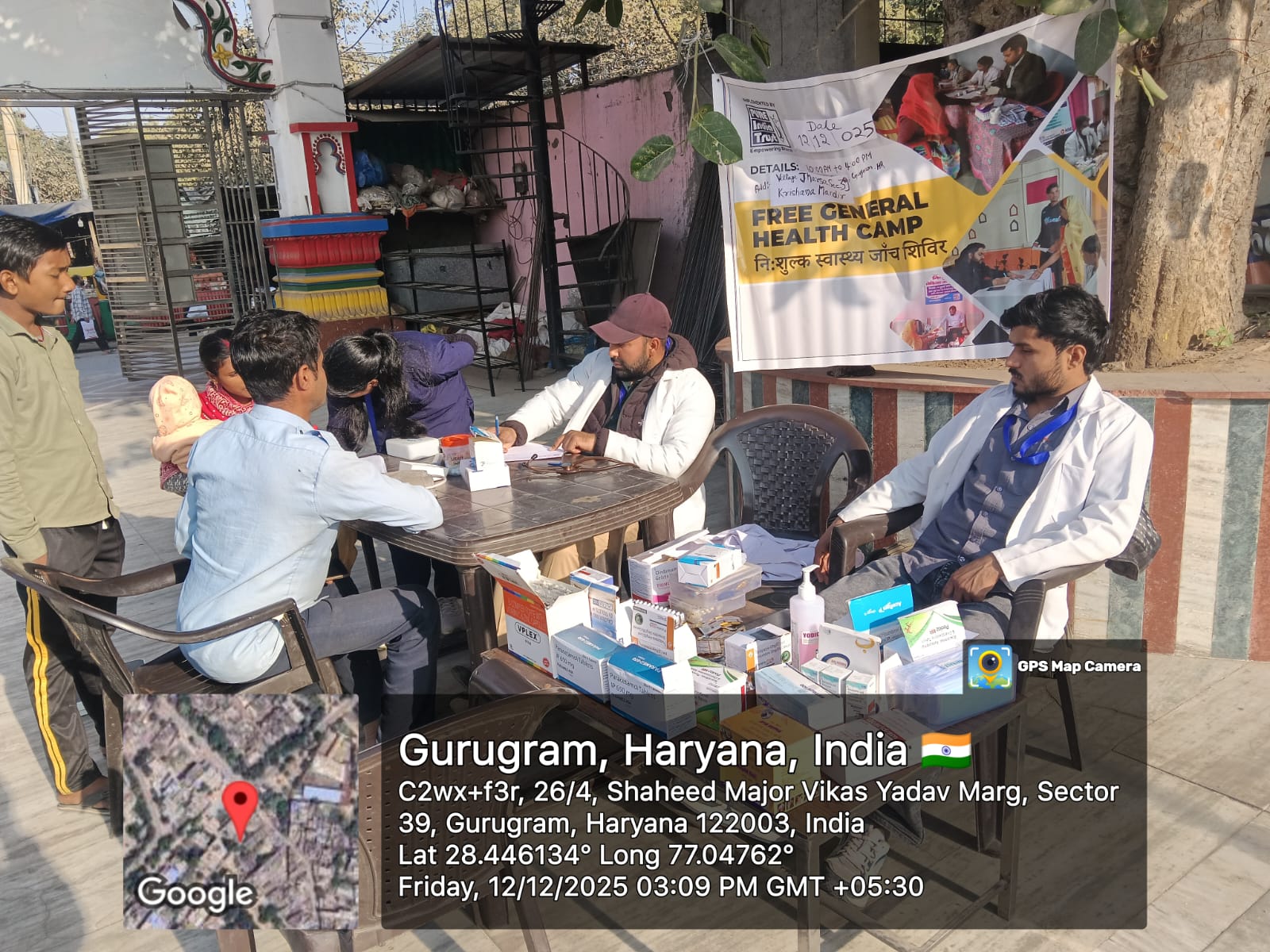 Free General Health Camp organized by Arsi Charitable Trust at Jharsa Village, Sector 39, Gurugram, providing essential healthcare services to the community.